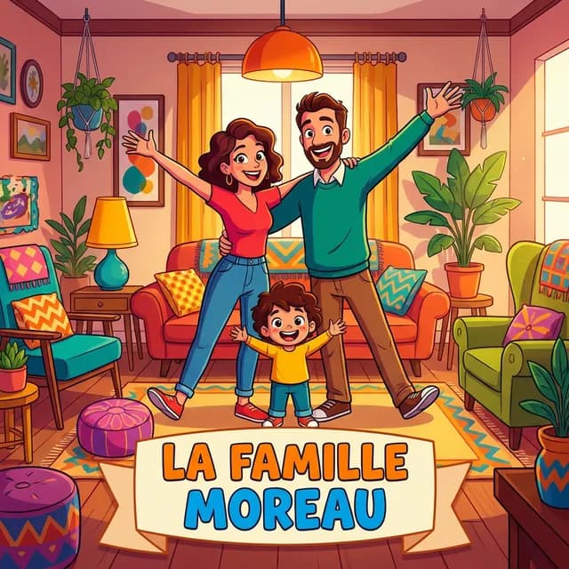 Livre personnalisé grands-parents : La Famille Moreau, illustration cartoon