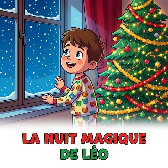 Livre personnalisé Noël : La Nuit Magique de Leo, illustration cartoon