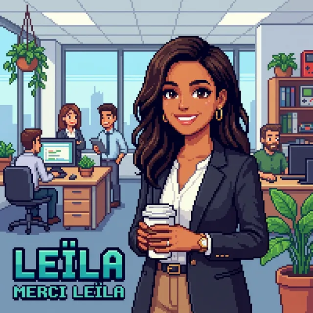 Livre personnalisé pour une femme : Leila PotDeDepart, illustration pixel art