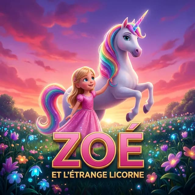 Livre personnalisé pour une fille : Zoe Licorne, illustration 3D