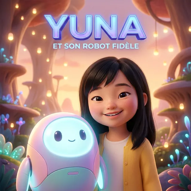 Livre personnalisé pour une fille : Yuna Robot, illustration 3D
