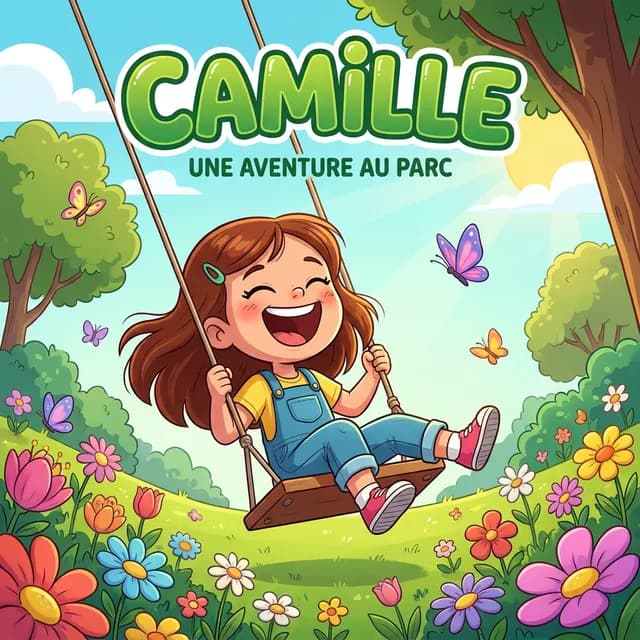 Livre personnalisé pour une fille : Camille Parc, illustration cartoon