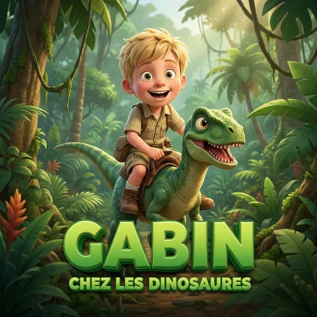 Livre personnalisé pour un garçon : Gabin Dinosaures, illustration 3D