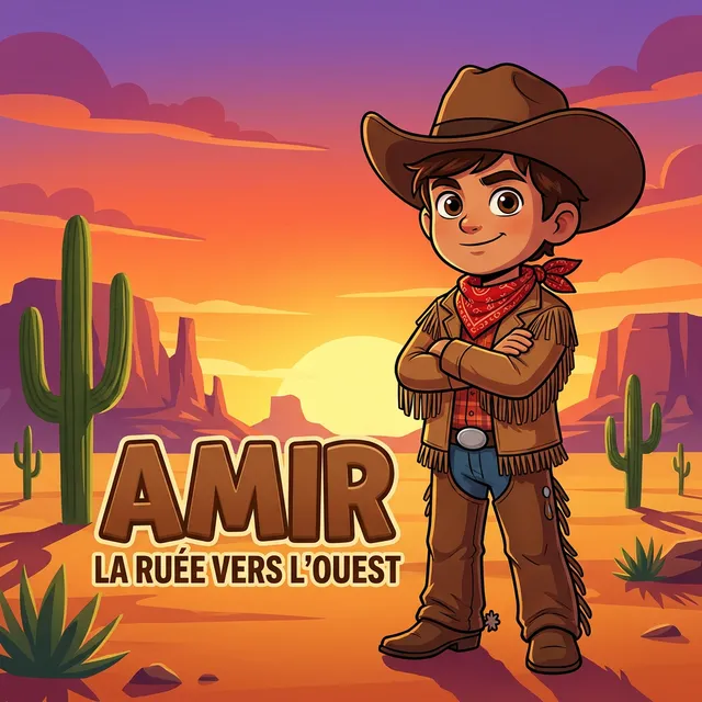 Livre personnalisé pour un garçon : Amir FarWest, illustration cartoon