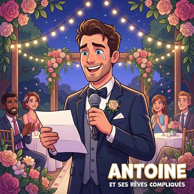 Livre personnalisé pour un homme : Antoine Mariage, illustration cartoon