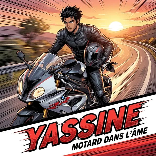 Livre personnalisé pour un homme : Yassine Moto, illustration manga