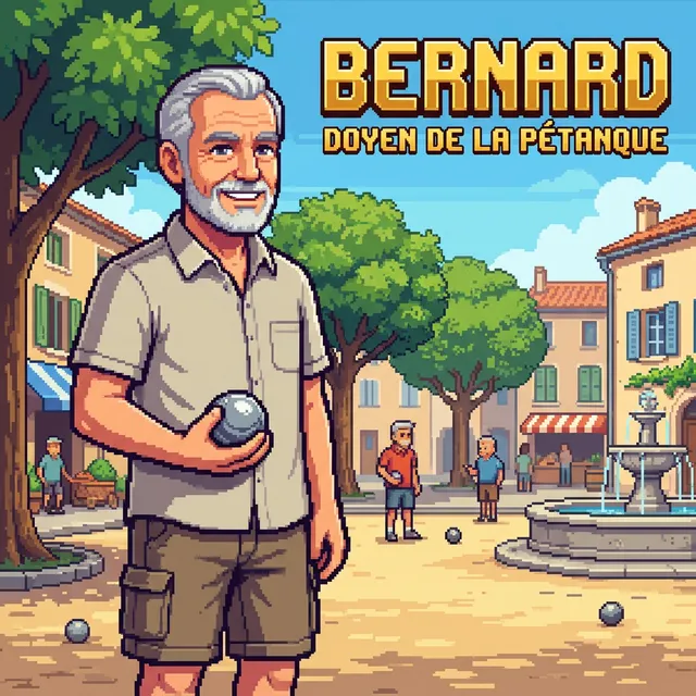 Livre personnalisé pour un homme : Bernard Petanque, illustration pixel art